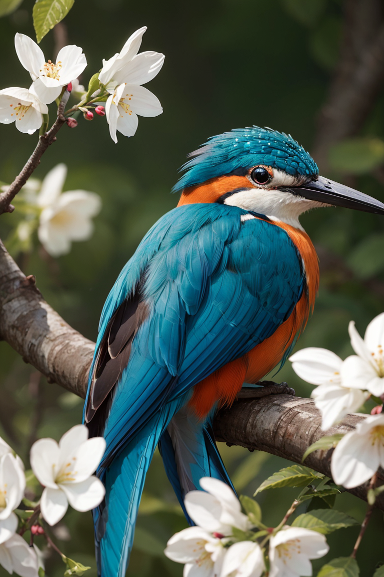 379047-3507490240-(best quality, masterpiece), superb kingfisher on a branch near budding white cherry flowers, dark, dawn, (chilly early morning_.png